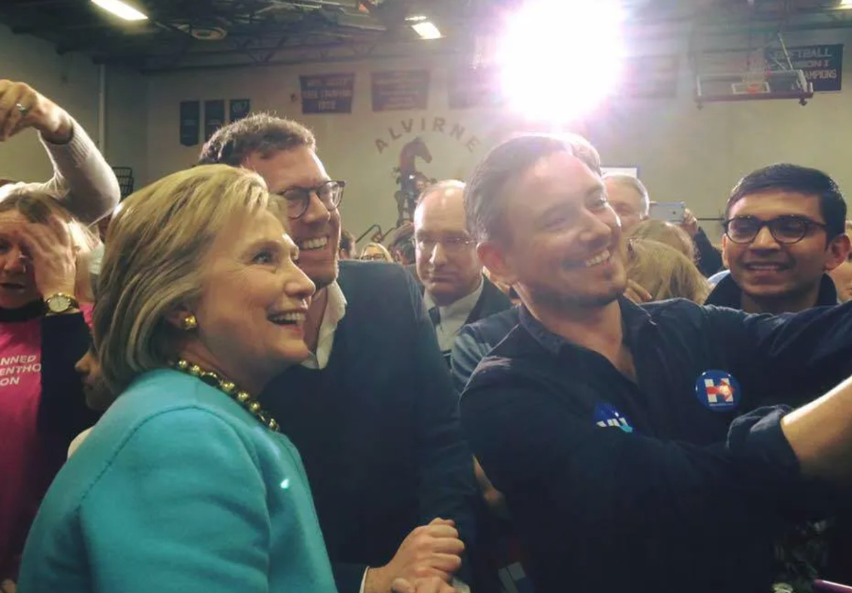 Doyle and Morton grab a “selfie” with Hilary Clinton in February 2016