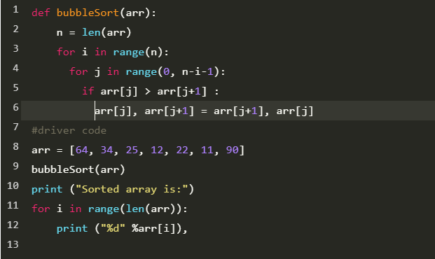 Form: C++ source code for Bubble sort