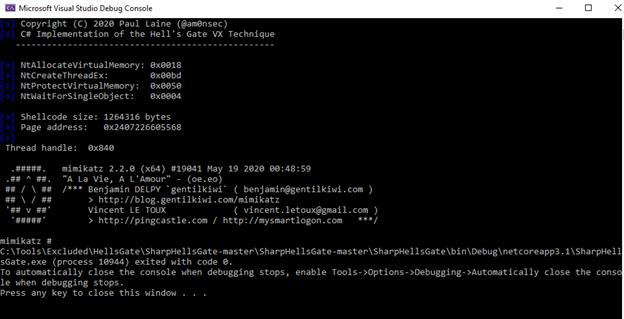 How to run Mimikatz on SharpHellsGate | by Mark Mo - Fashionproof