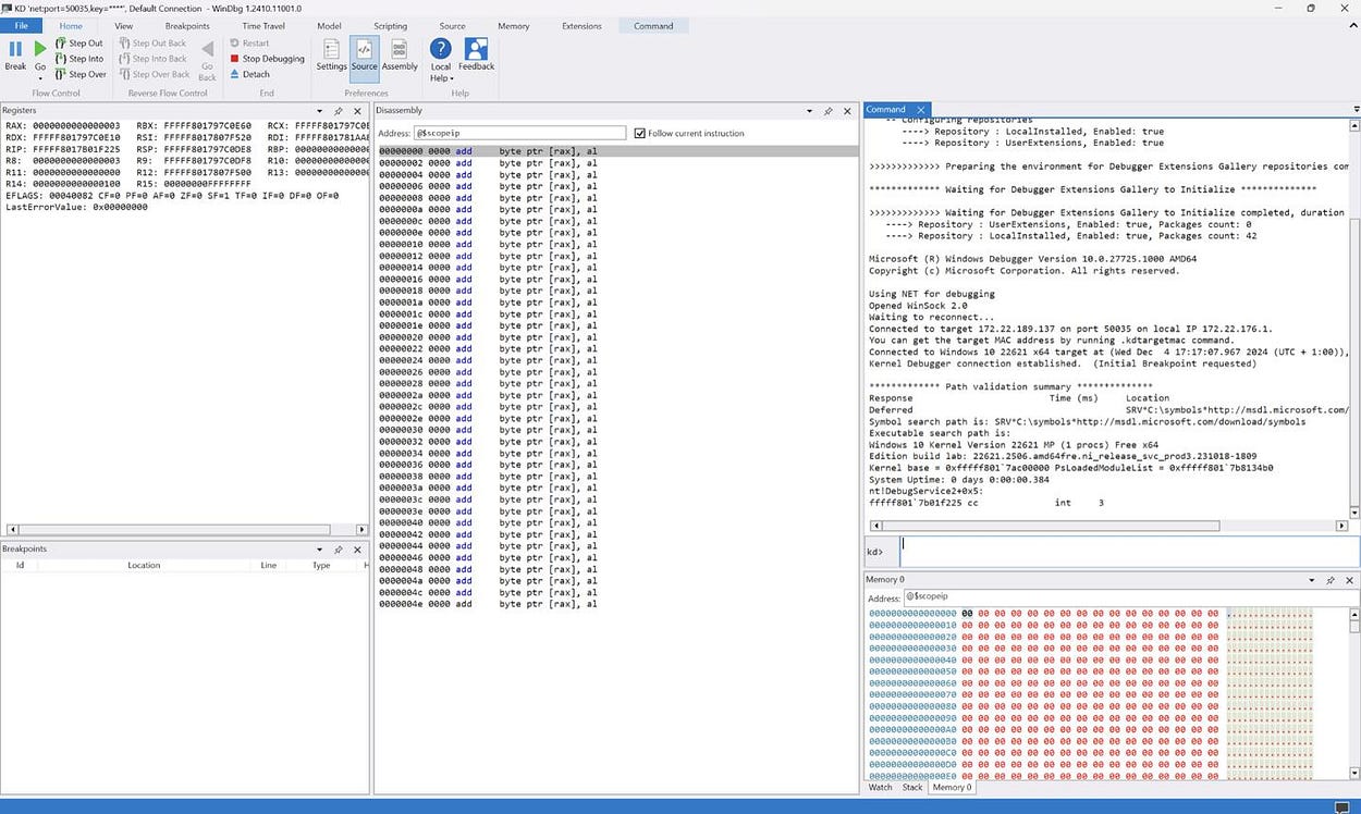 WinDbg Live Kernel-level Debugging
