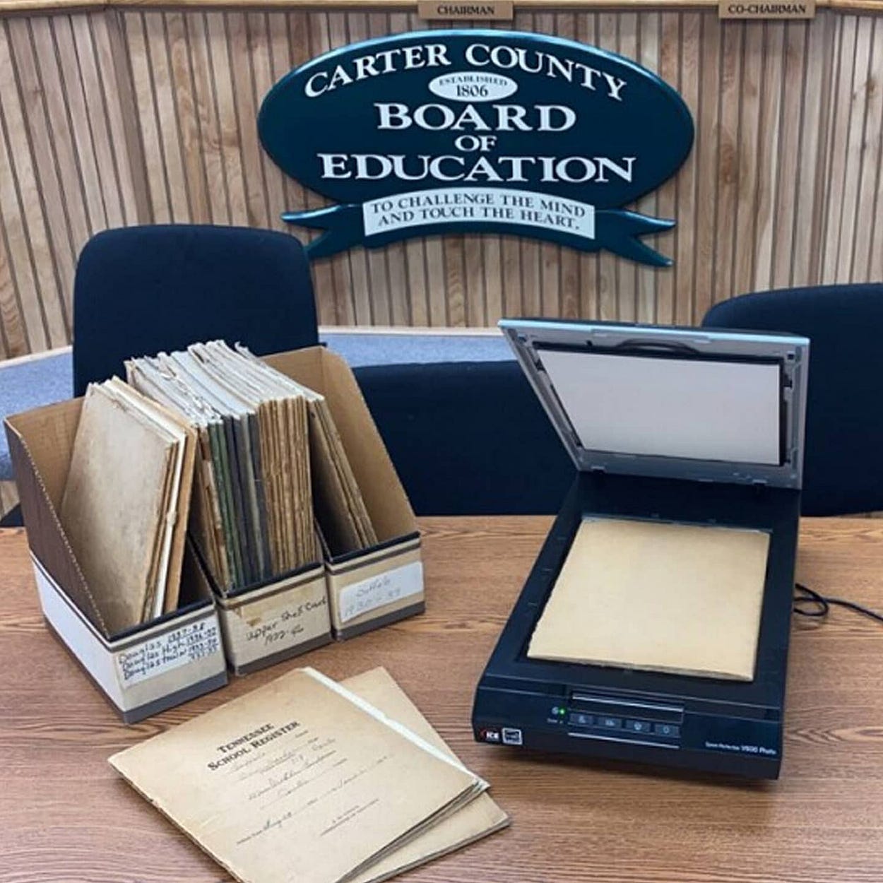 School Records and an Epson Flatbed Scanner.