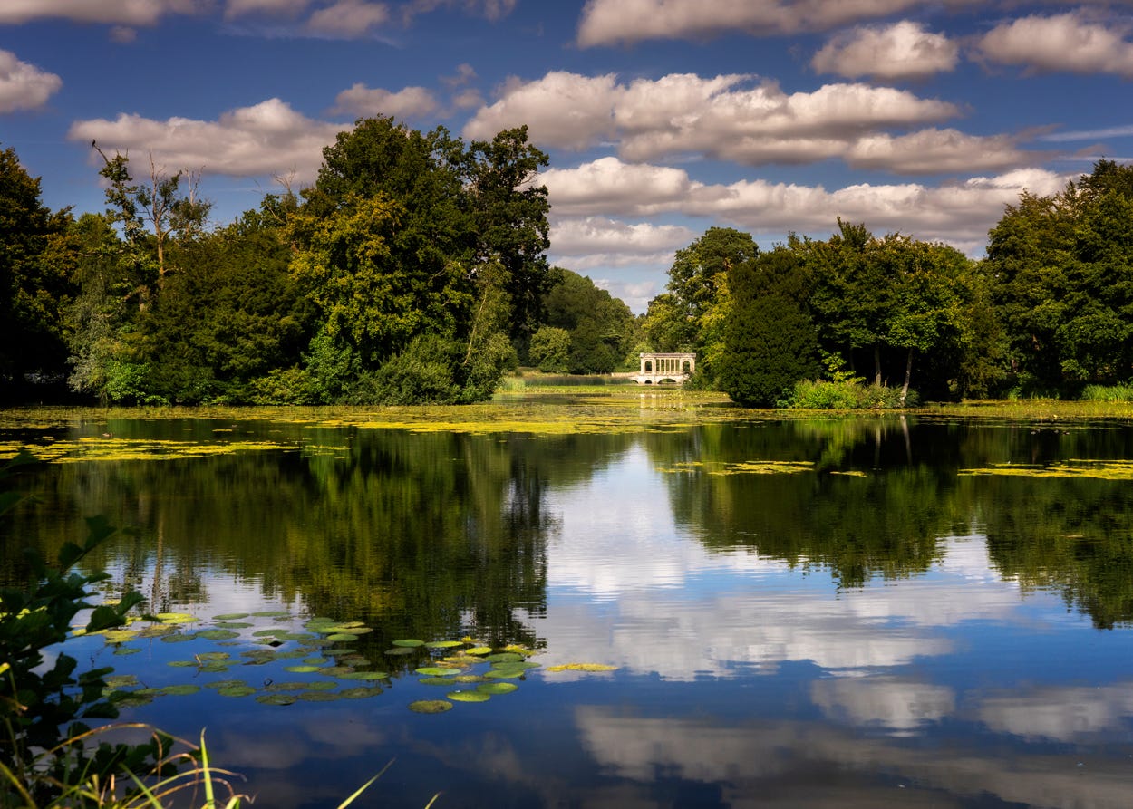 Nature captured: this is the huge lake dug during Capability Brown’s time at Stowe. Here this decorative feature reflects both untamed nature and the post-classical picturesque bridge. Photograph by Stephen Ellis Bell. Sony A7r mk4.