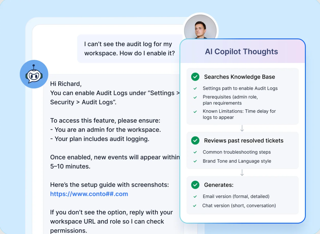 BoldDesk AI Copilot assists customer support