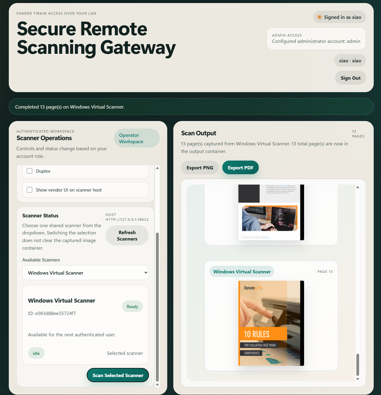 How to Share a TWAIN Scanner Securely Over a LAN with Python FastAPI and Dynamic Web TWAIN