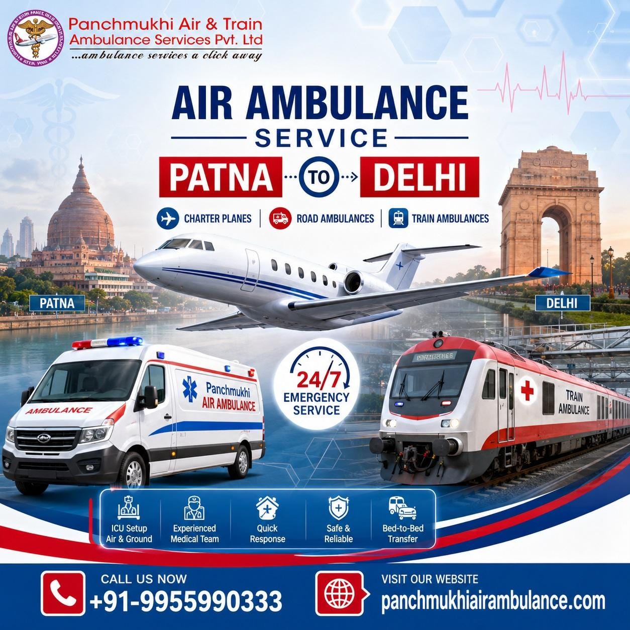 Try Hiring Panchmukhi Air Ambulance in Patna for its Patient-Centered Services