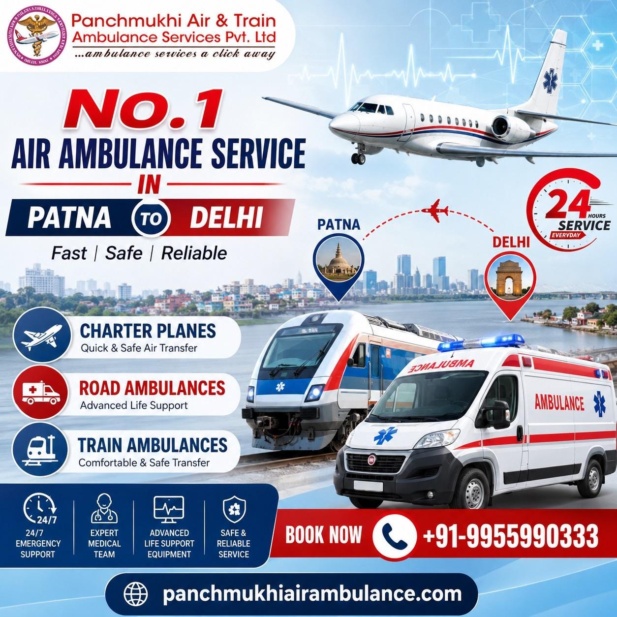Panchmukhi Air Ambulance in Patna Caters to Your Urgent Requirements without Fail