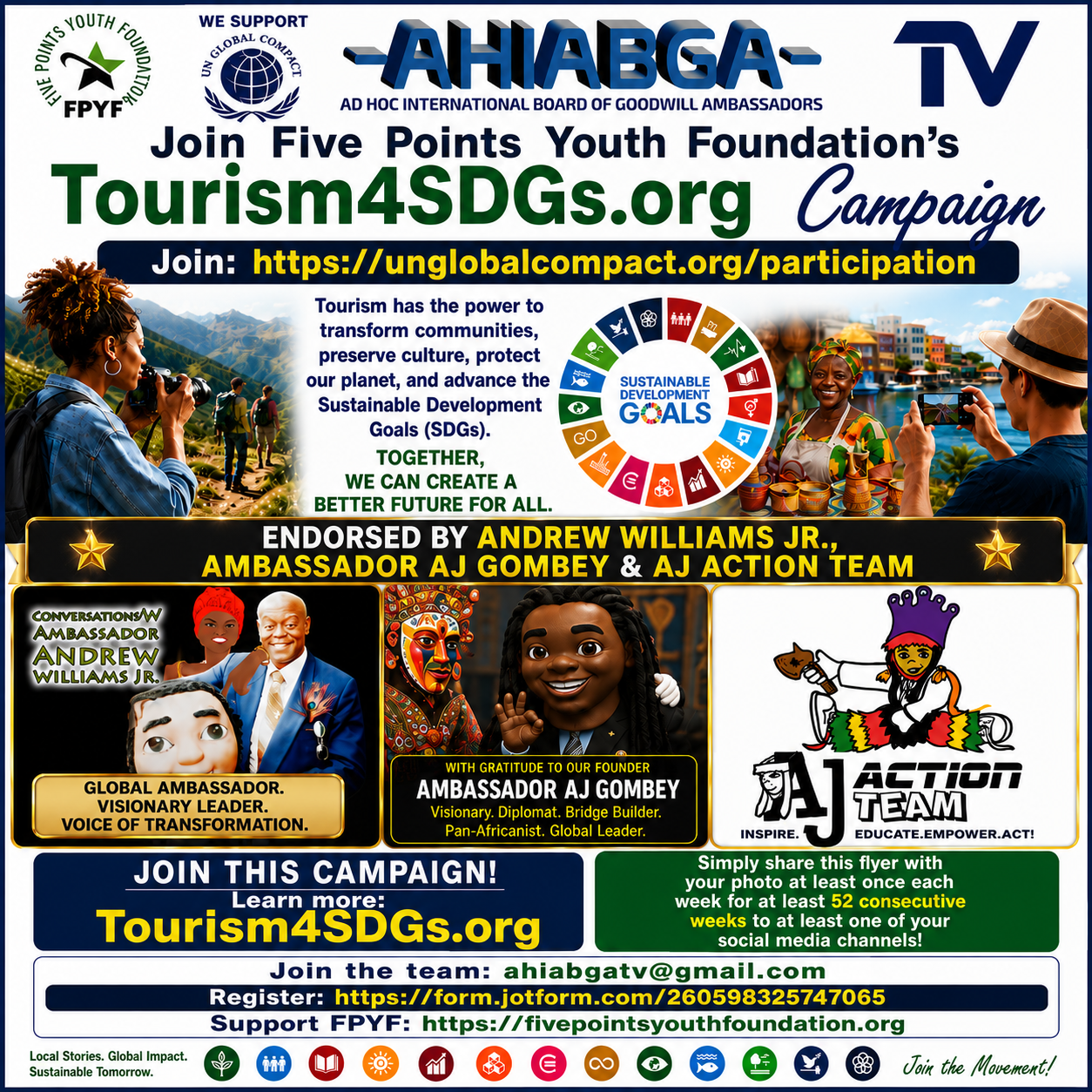 Andrew Williams Jr., Ambassador AJ Gombey and AJ Action Team Endorse Five Points Youth Foundation