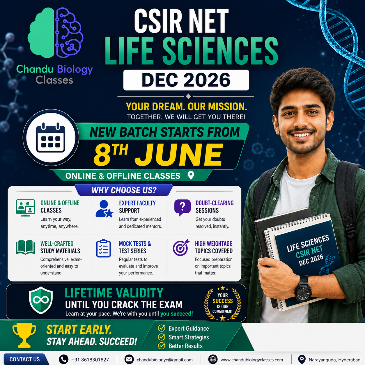CSIR NET Life Sciences Coaching for Dec 2026 at Chandu Biology Classes in Hyderabad