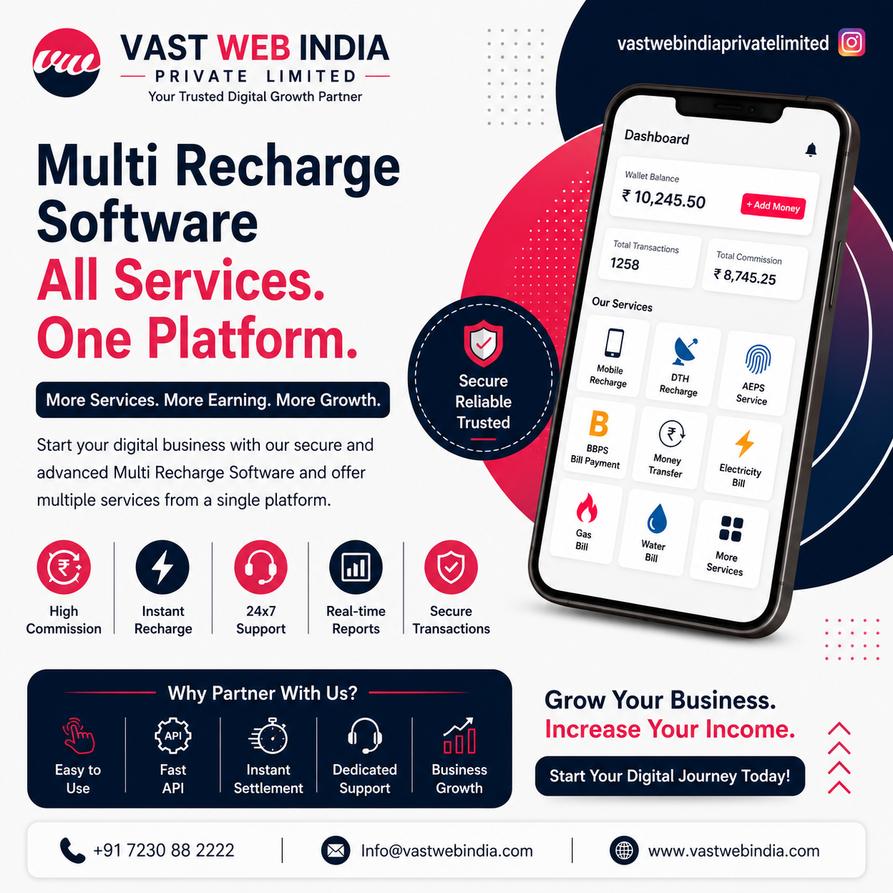 Multi Recharge Software Provider in India — Grow Your Digital Service Business with Vast Web India