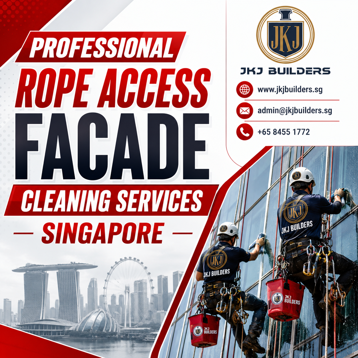 Professional Rope Access Facade Cleaning Services Singapore | JKJ Builders