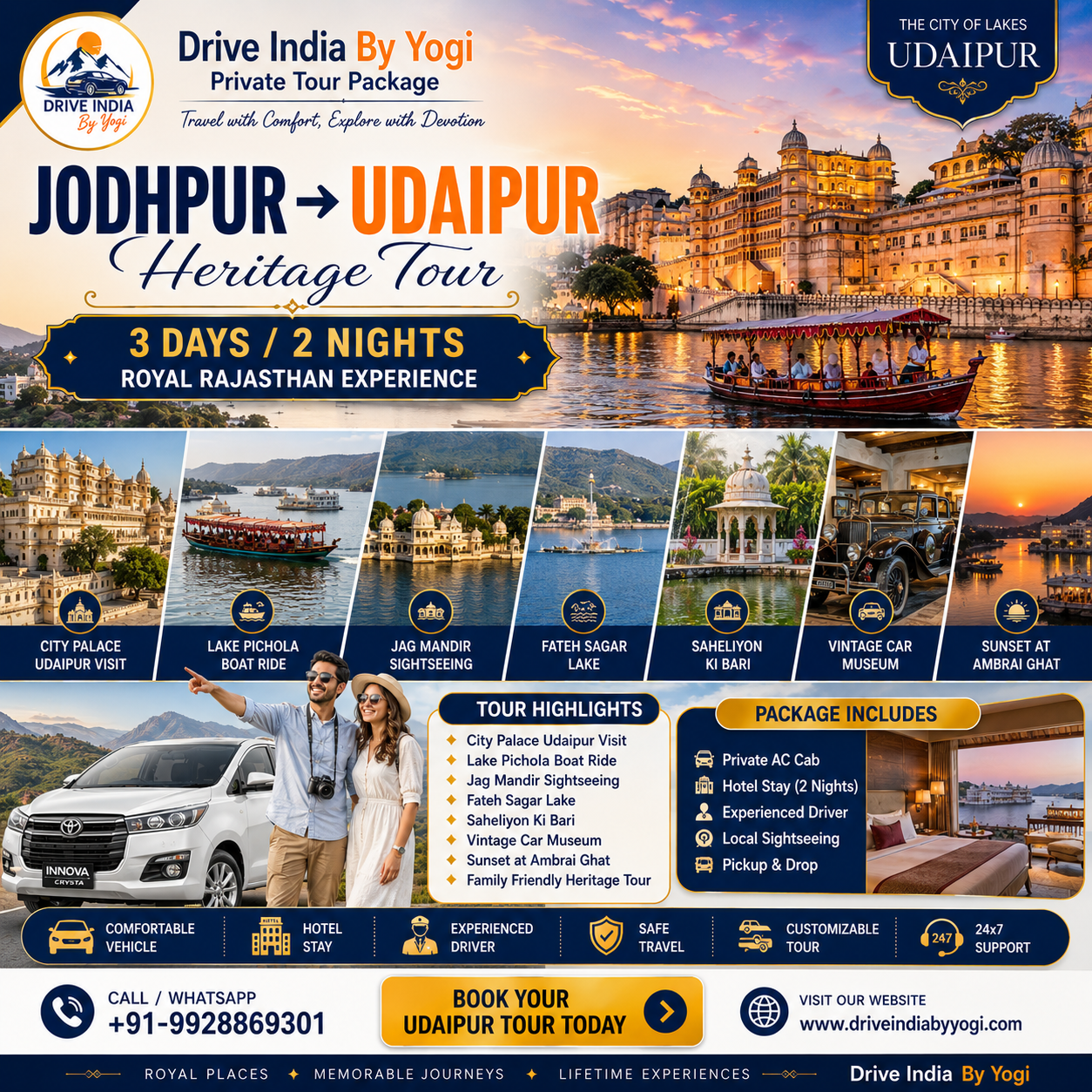 Udaipur Heritage Tour from Jodhpur: A 3 Days / 2 Nights Royal Rajasthan Experience.
