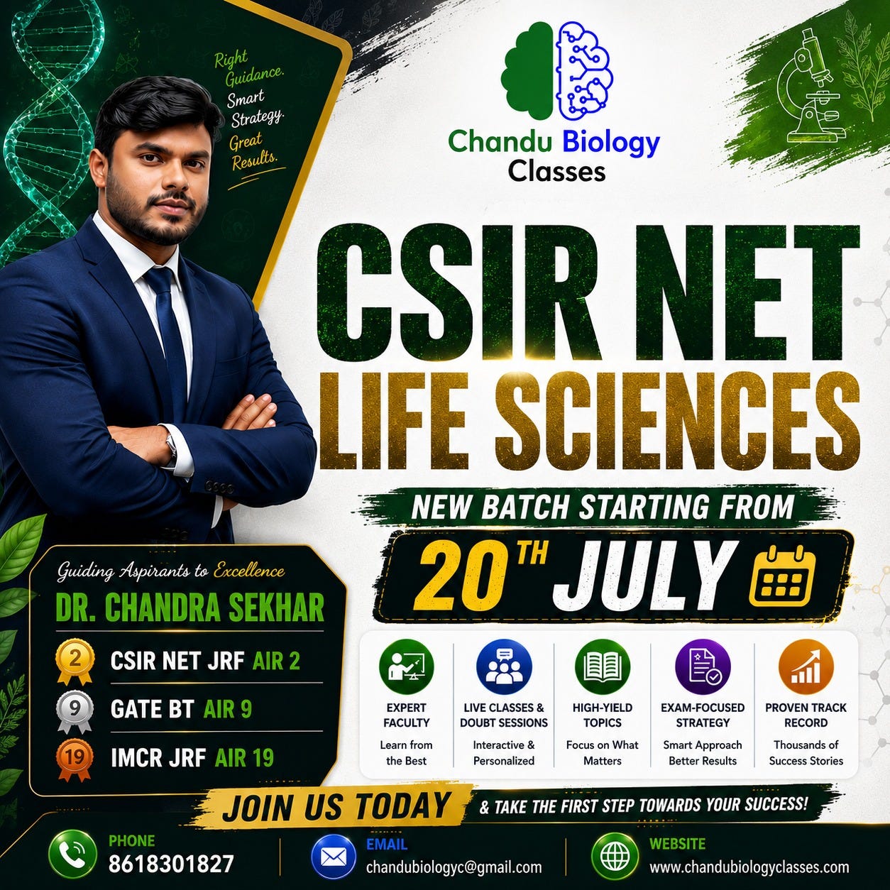 CSIR NECSIR NET Life Sciences Coaching in Hyderabad — Your Path to Success Starts at Chandu Biology…