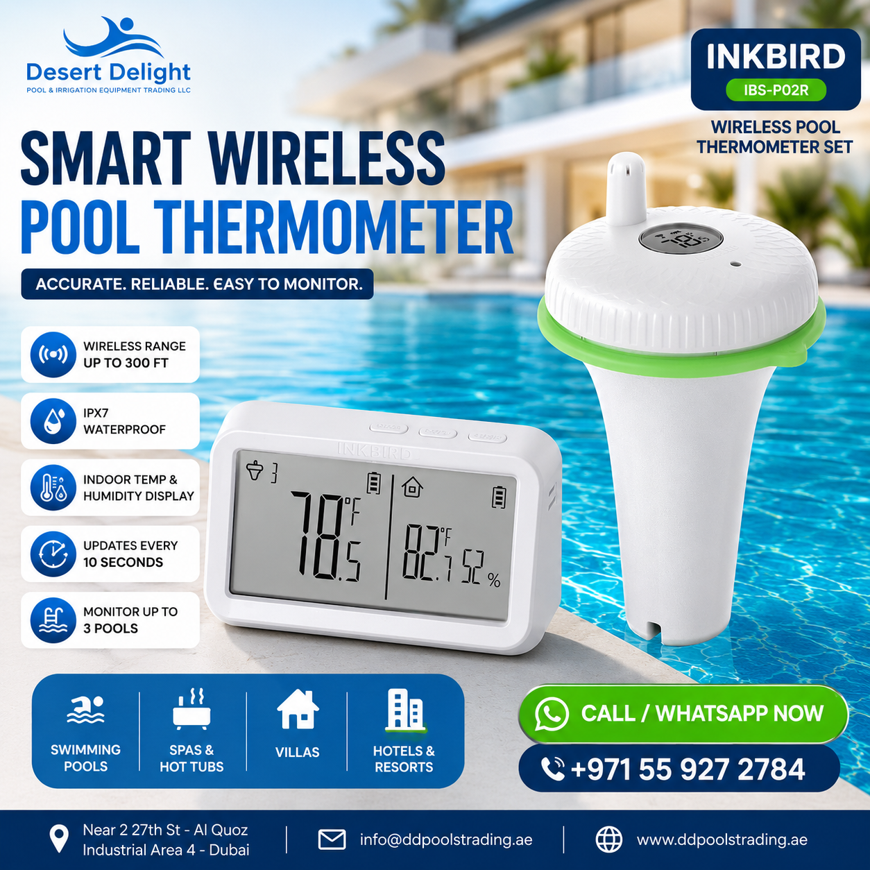 Smart Pool Temperature Monitoring with the INKBIRD Wireless Pool Thermometer in Dubai