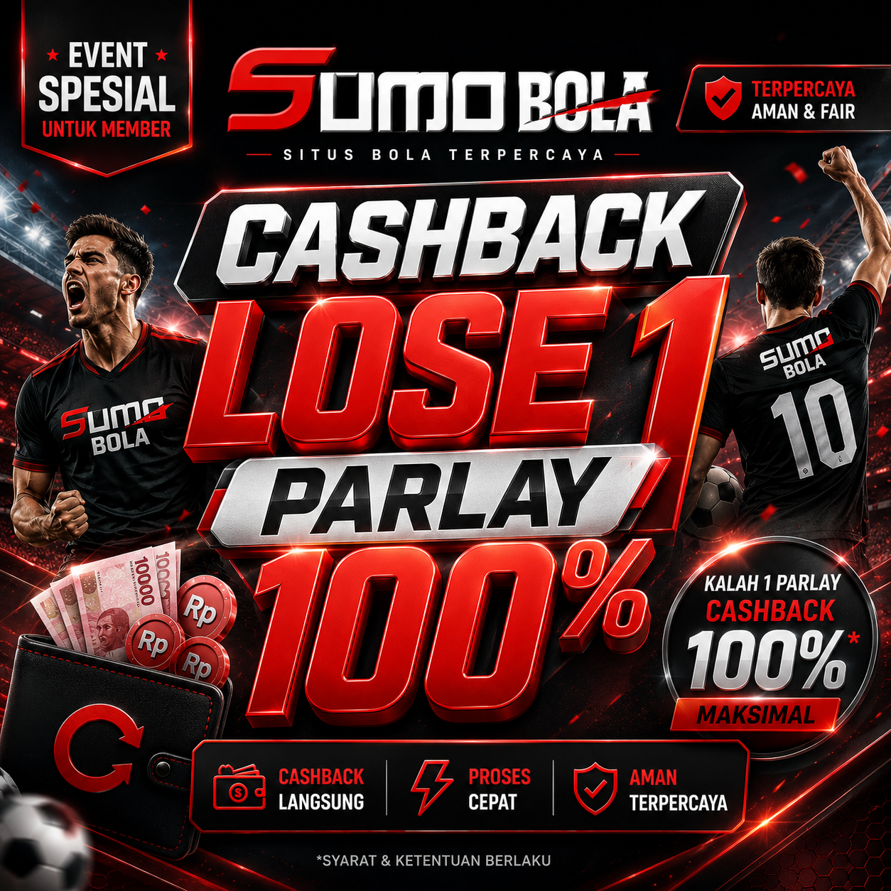 🔥 EVENT CASHBACK LOSE 1 PARLAY 100% SUMO BOLA 🔥