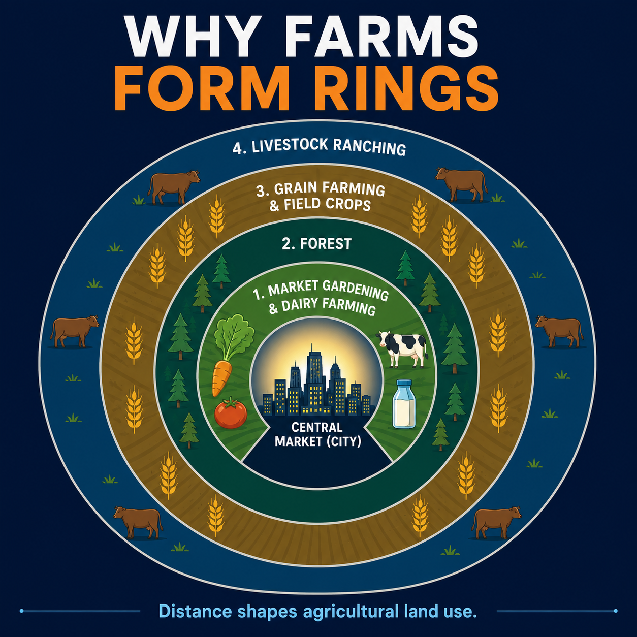 Von Thünen Model Explained: Why Farms Are Where They Are
