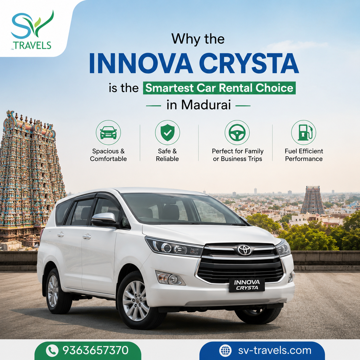 Why the Innova Crysta is the Smartest Car Rental Choice in Madurai