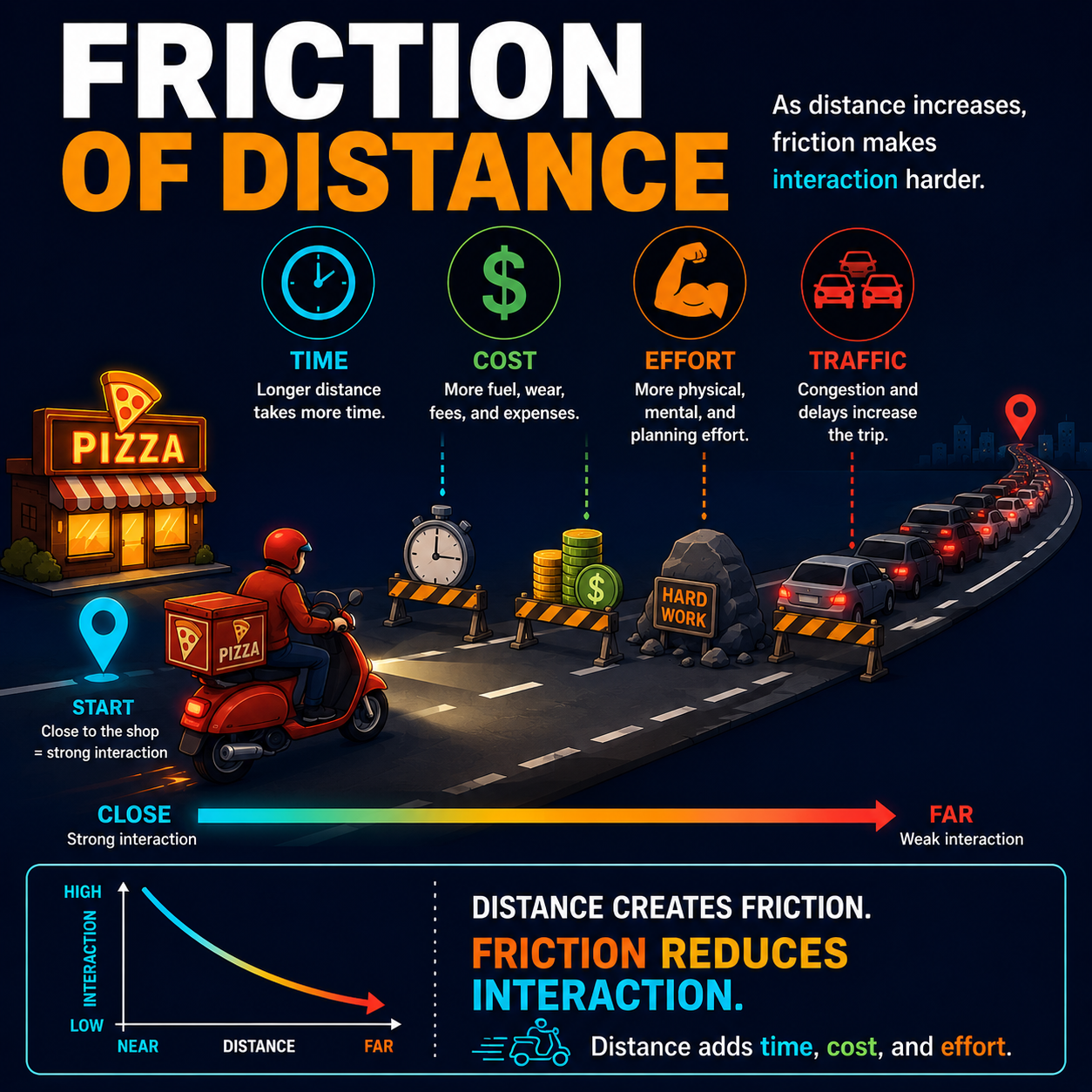 Distance Decay Explained: Why Pizza Shops Have a Delivery Radius