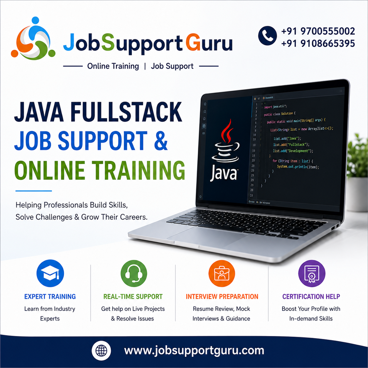Java Full Stack Job Support & Online Training: Build Confidence with Real-Time Expert Guidance