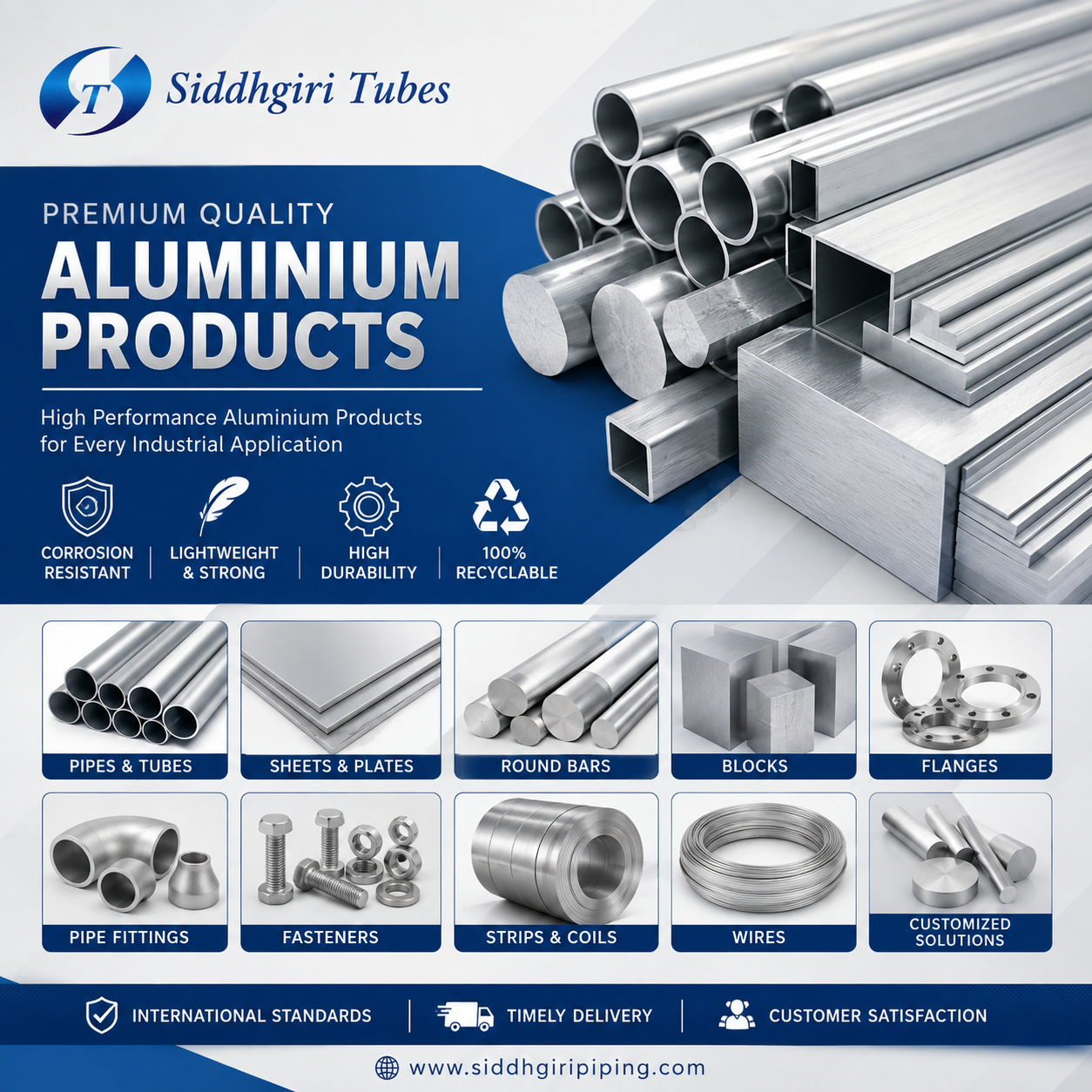 Aluminium Products: Complete Guide to Pipes, Tubes, Sheets, Plates, Round Bars, Blocks, Flanges…