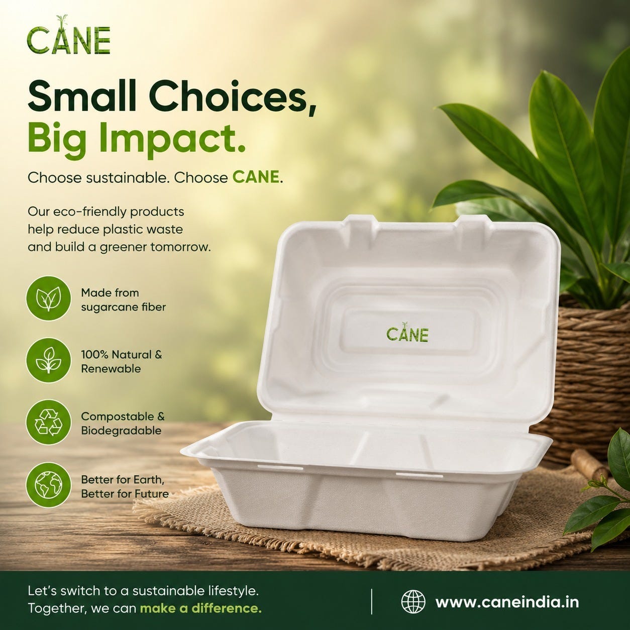 CANE — Biodegradable & Compostable Eco-friendly Products Manufacturer and Exporter.