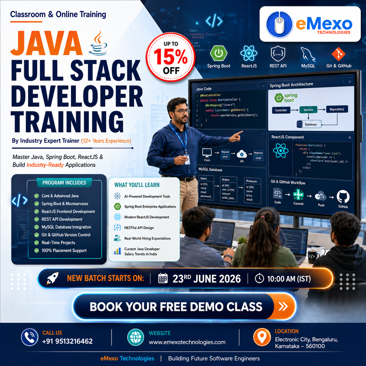 Java Full Stack Developer Training in Electronic City Bangalore — Core Java to ReactJS in one…