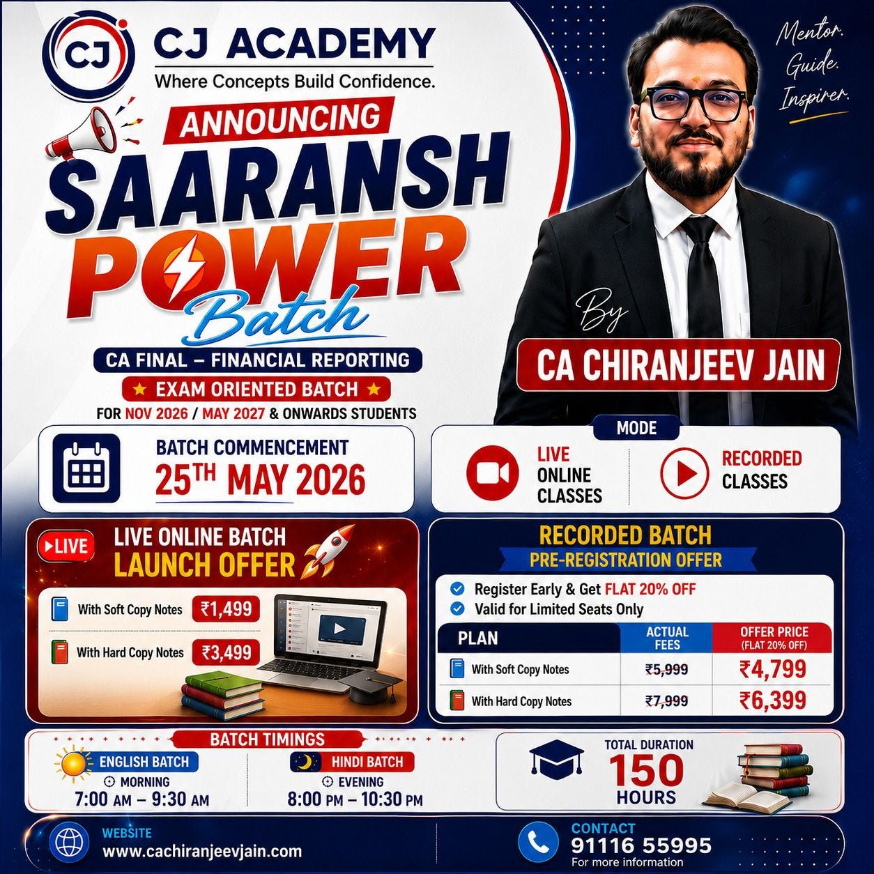 ANNOUNCING — SAARANSH POWER BATCH 🚀CA FINAL — FINANCIAL REPORTING By CA Chiranjeev Jain