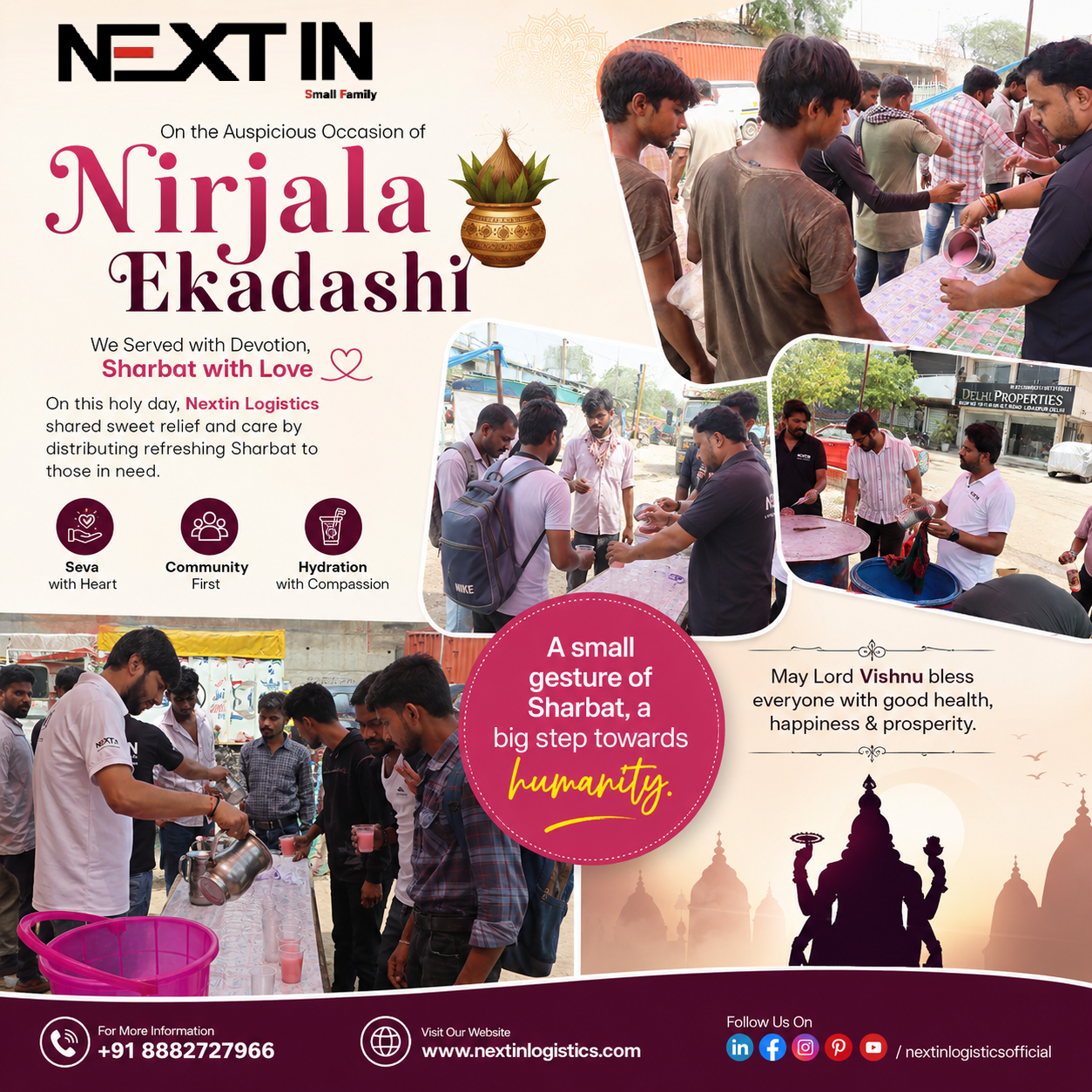 Serving with Compassion: Nextin Logistics’ Nirjala Ekadashi Sharbat Distribution Drive