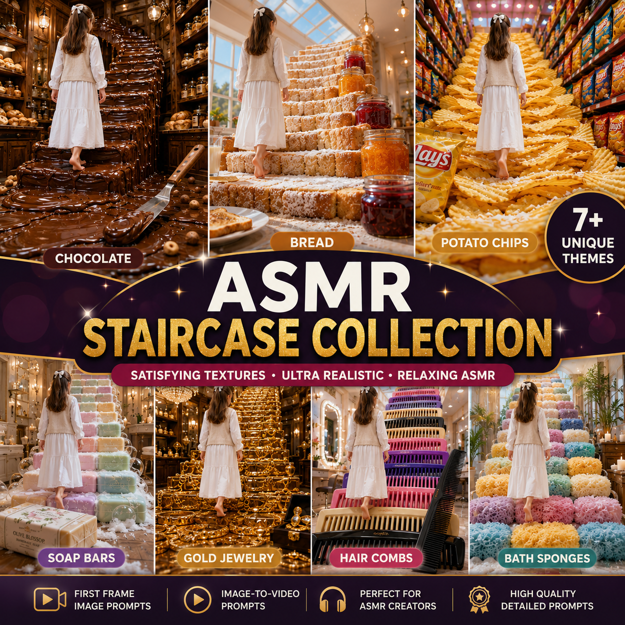 Create insanely viral ASMR videos with this ultra-realistic AI Staircase Prompt Collection designed…