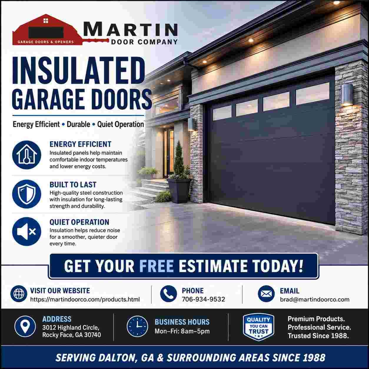 Insulated Garage Doors in Dalton, GA: Durable, Energy-Efficient Solutions from Martin Door Company