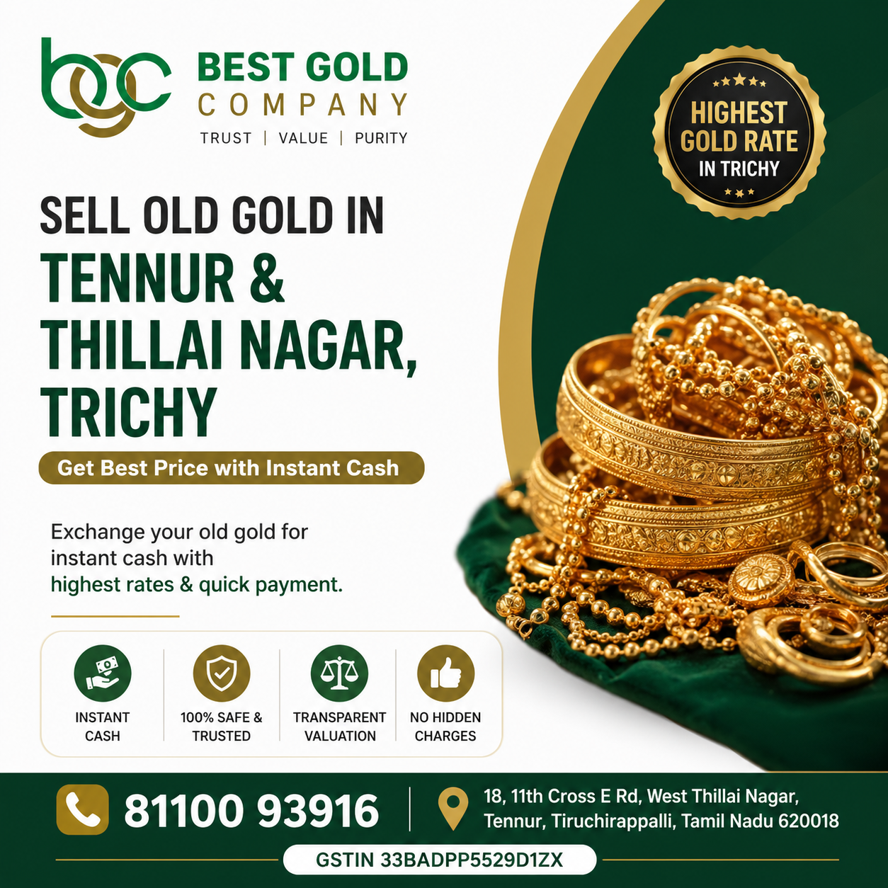 Sell Old Gold in Tennur Trichy — Exchange Old Gold for Cash | Best Gold Company