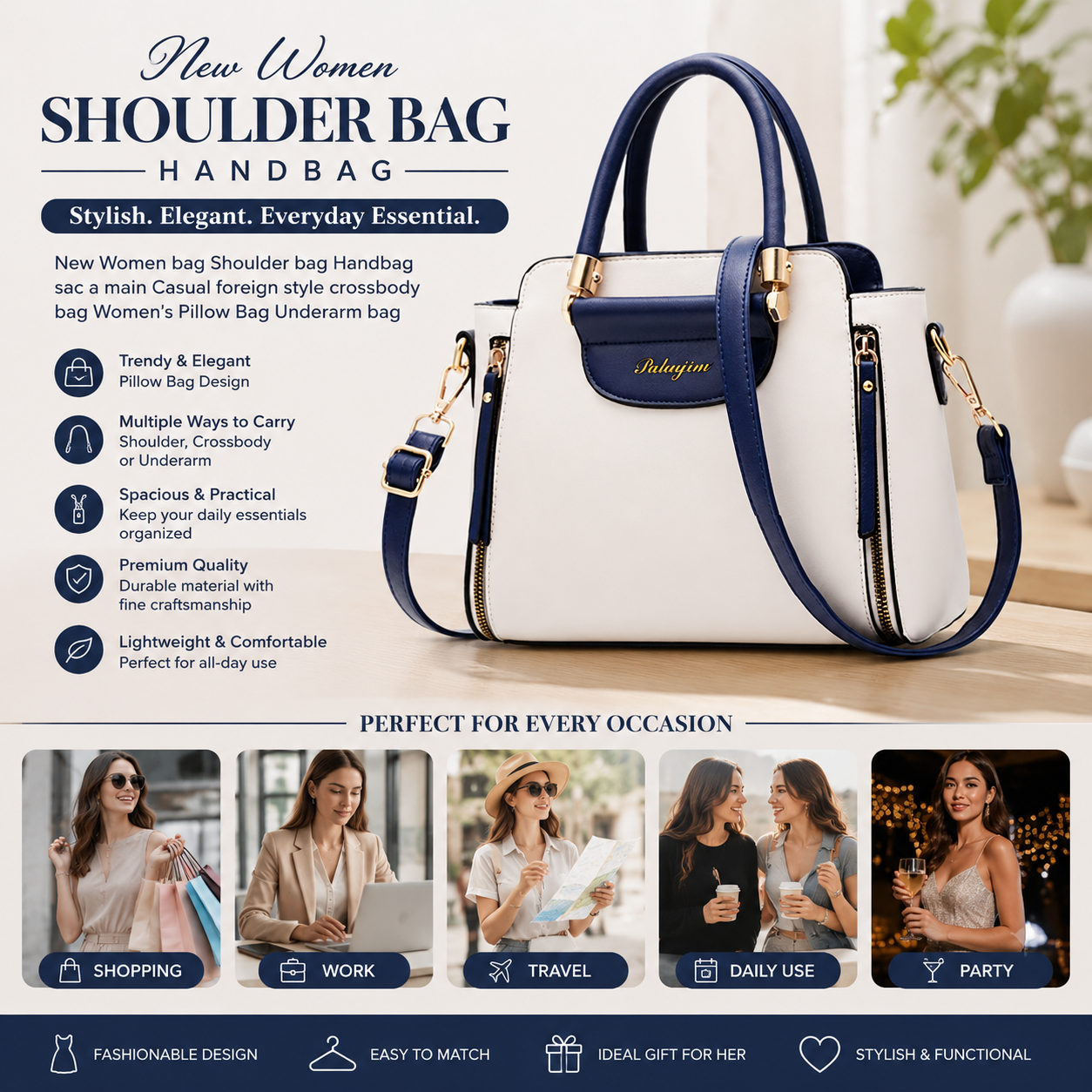 👜 New Women Shoulder Bag | Casual Crossbody Pillow Handbag for Women