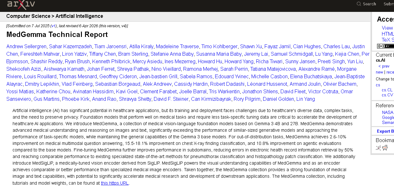 Figure 4. Proof of research footing: The cited source, MedGemma technical report, gives the article external evidence instead of campaign language. Source: Arxiv