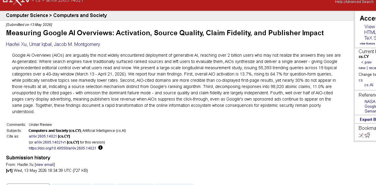Figure 3. Proof of source-backed strategy: The cited source, Measuring Google AI Overviews, gives the article a primary source readers can inspect. Source: Google