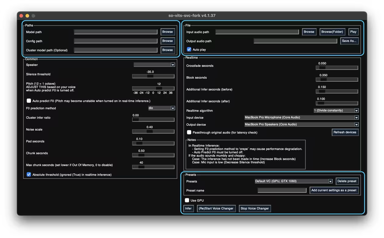 SO-VITS-SVC 4.0 and 4.1 local inference on Intel/Apple Silicon Mac