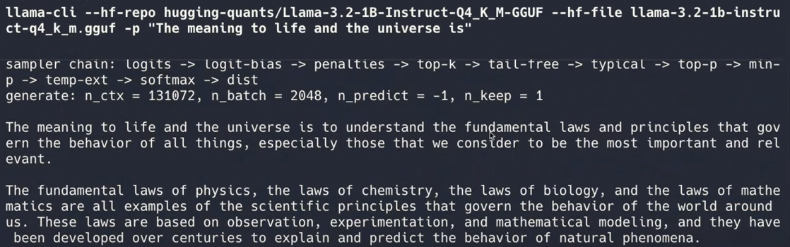 Llama 3.2 1B output