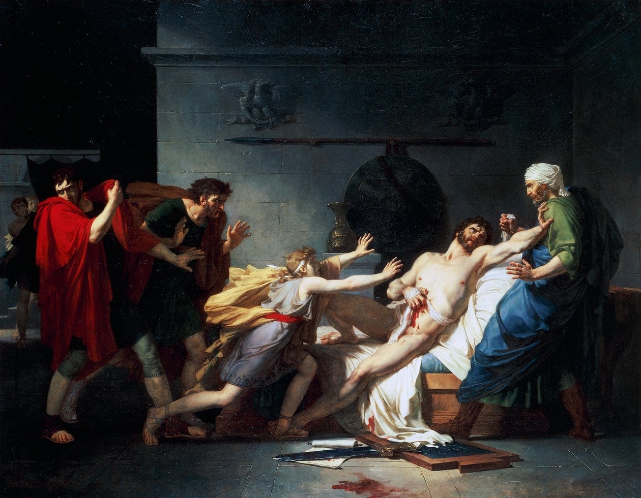 The death of Cato the Younger by Baron Pierre-Narcisse Guerin, Public Episcopal Library, Barcelona, Spain