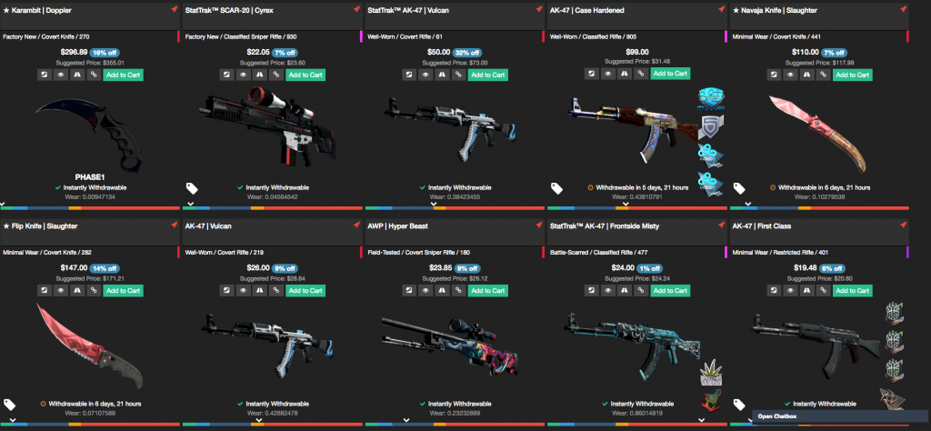 An example of a Counter Strike skin marketplace