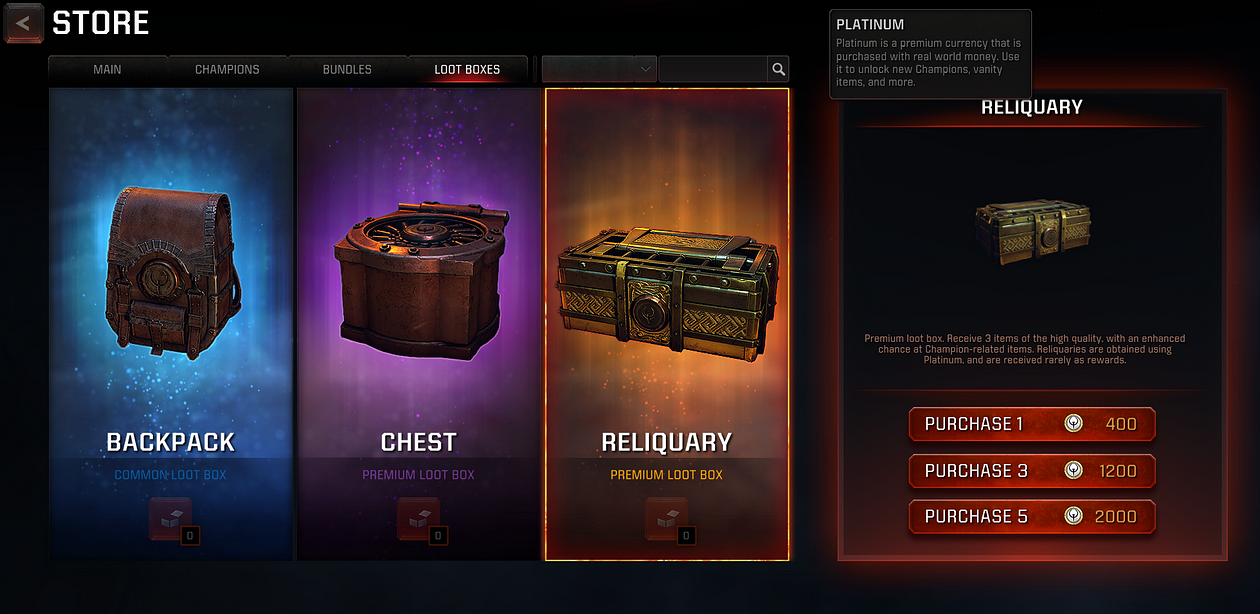 An example of a loot box system