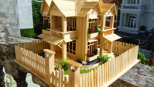 Cách làm mô hình nhà biệt thự bằng tăm tre đẹp ngất ngây | by Yake ...