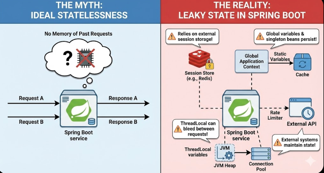 🔥 Why “Stateless Services” Still Leak State (Spring Boot Reality)