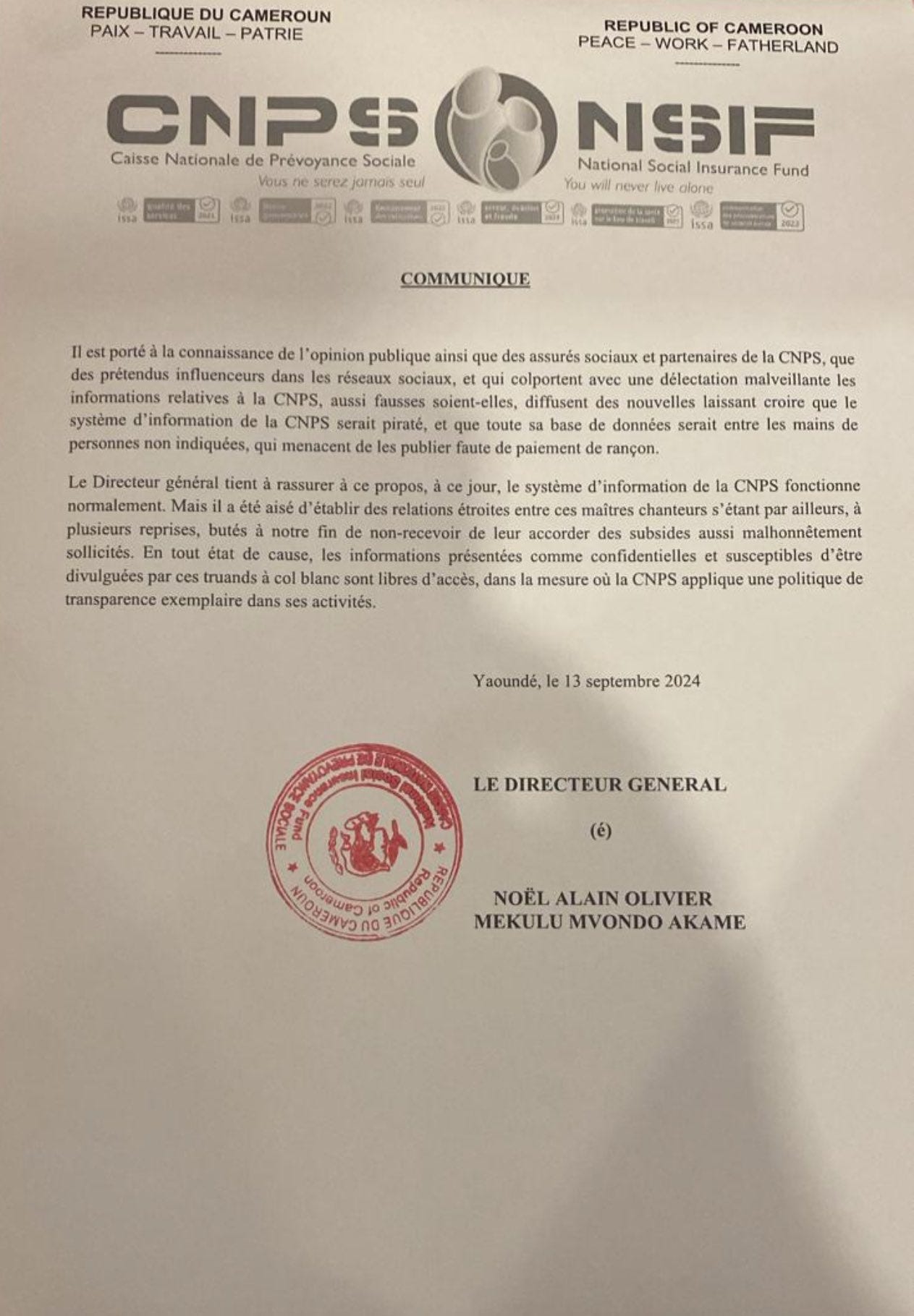 1- Image capturé une heure après l’annonce de SpaceBear | 2- Le communiqué de la CNPS 24hr plustard.
