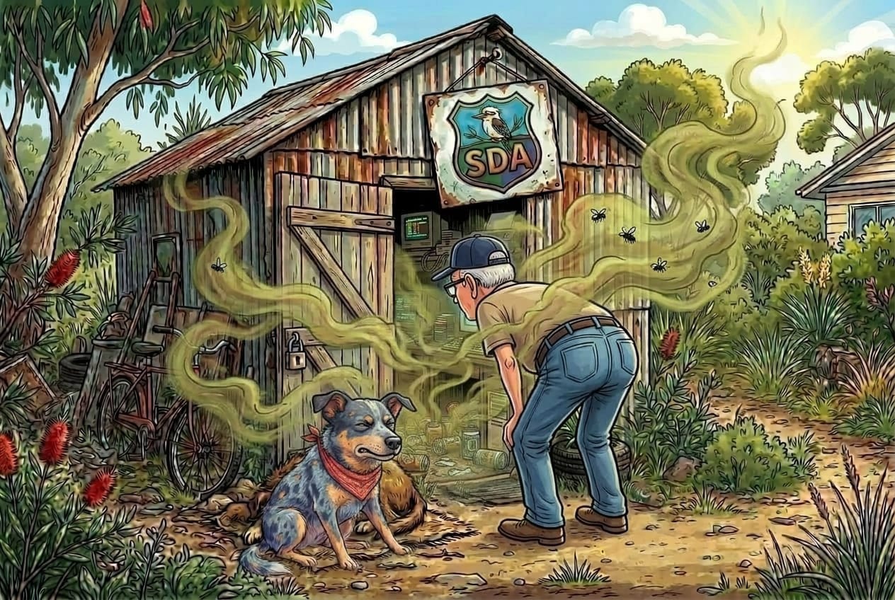 Dingo managing Mongrel. Agent Arthur not managing the stink.