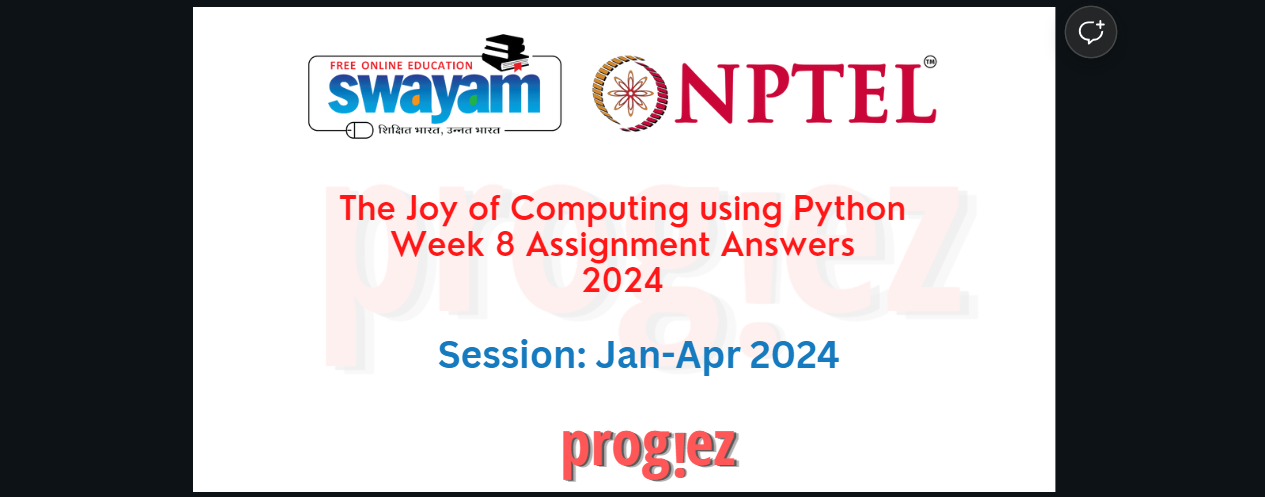 The Joy of Computing using Python
Week 8 Assignment Answers
2024