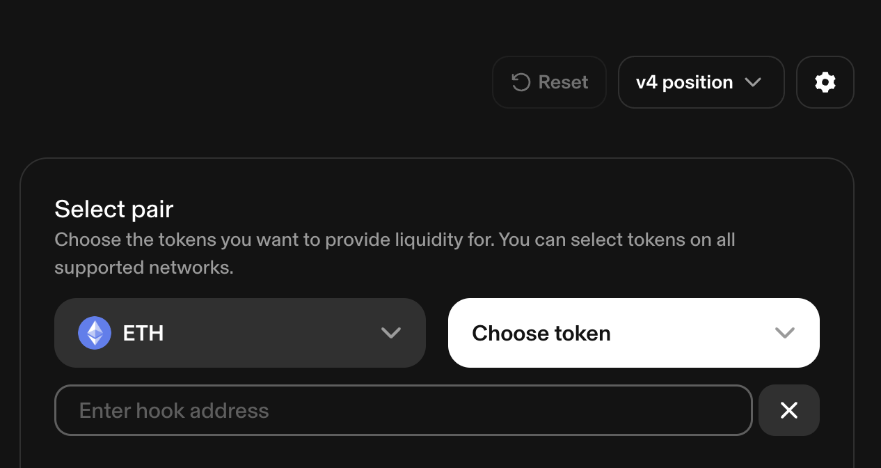 (Liquidity Provision Interface at Uniswap | Source: Uniswap Official Page)