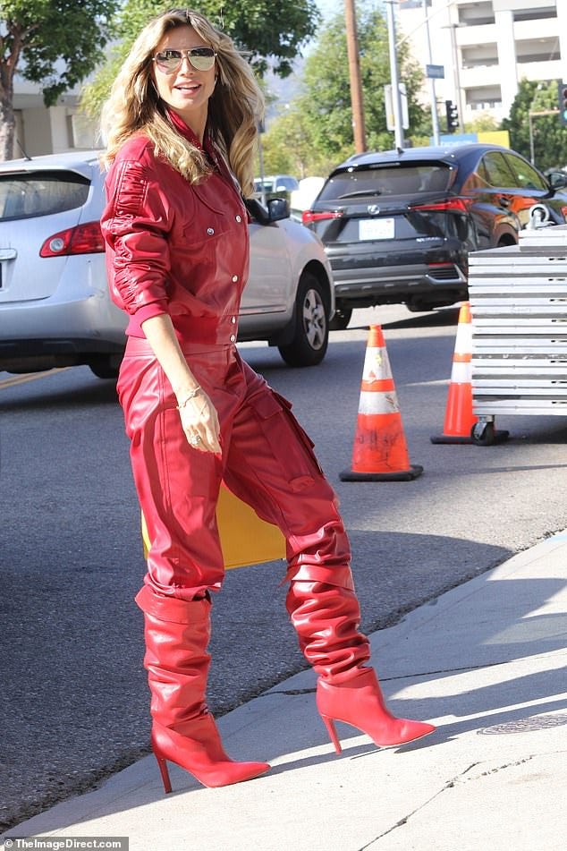 Heidi Klum's Head-to-Toe Red Leather Look Is Giving Michael Jackson  Thriller
