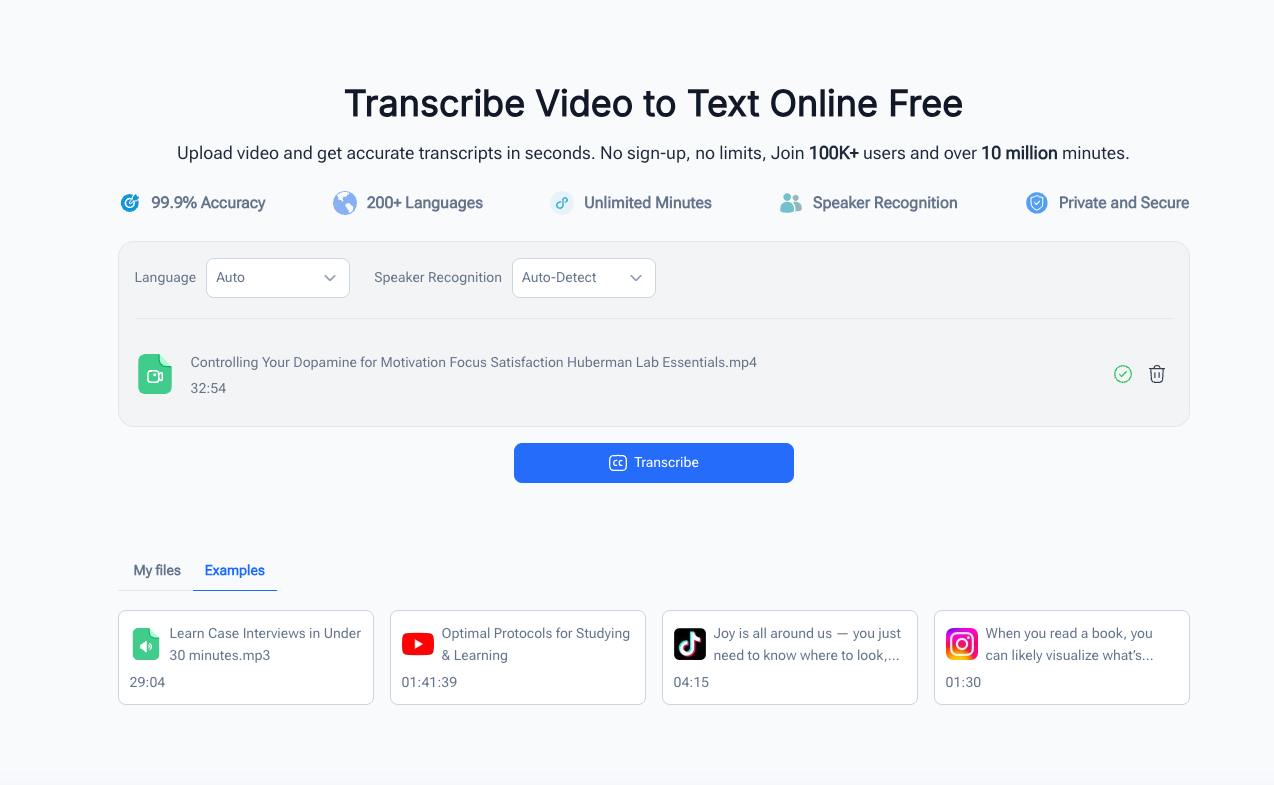 Transcribe Video to Text Online Free