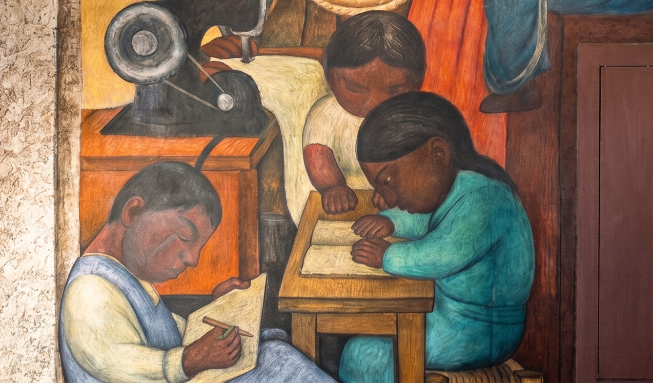 Mural en la Secretaría de Educación Pública. Obra de Diego Rivera.