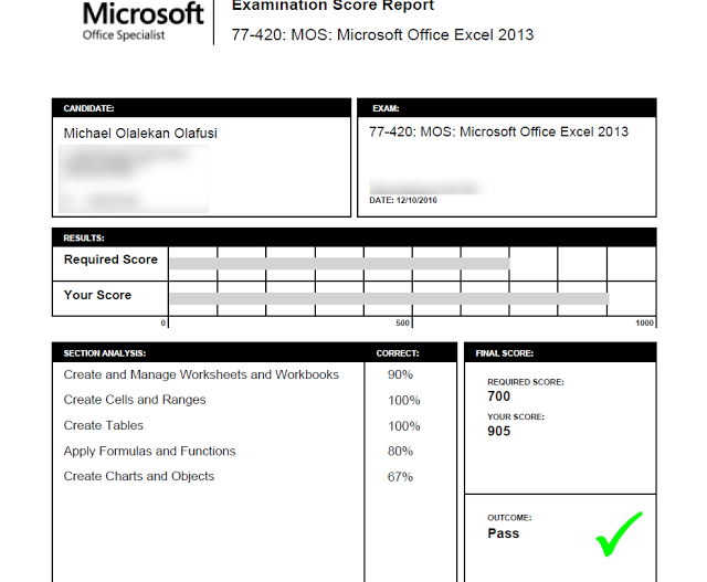 I Passed The Microsoft Office Specialist (MOS) Excel 2013