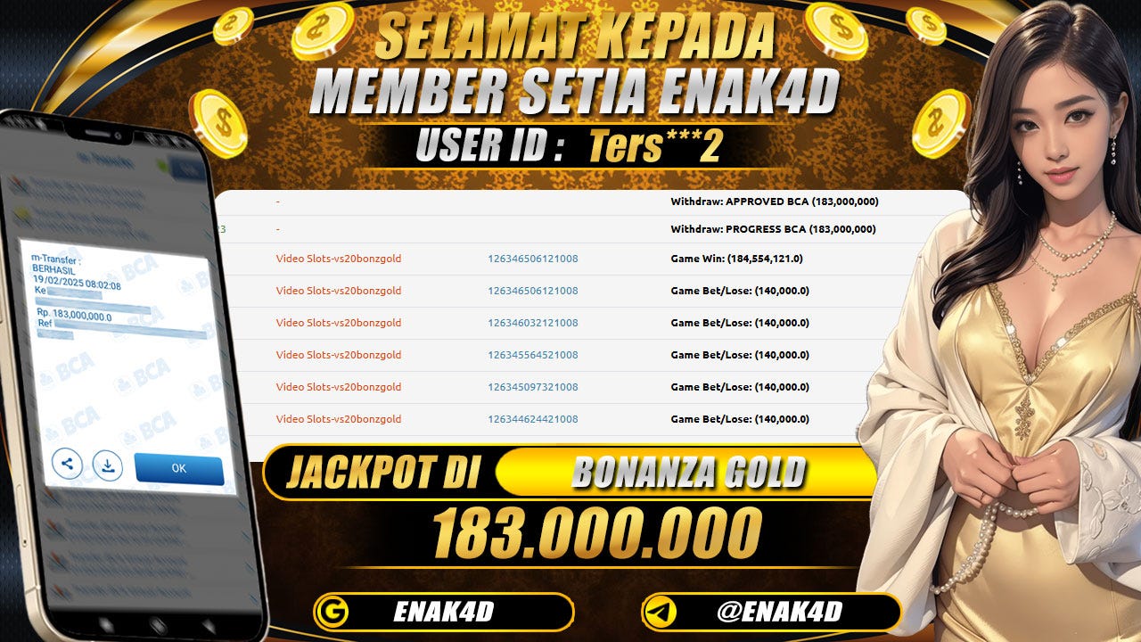BUKTI KEMENANGAN 19 FEBUARI 2025 DI GAME BONANZA GOLD WD 183JT!