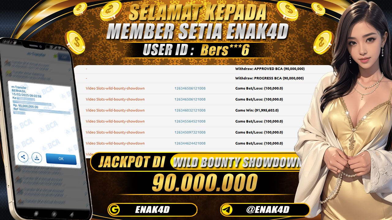 BUKTI KEMENANGAN 15 FEBUARI 2025 DI GAME WILD BOUNTY SHOWDOWN WD 90JT!